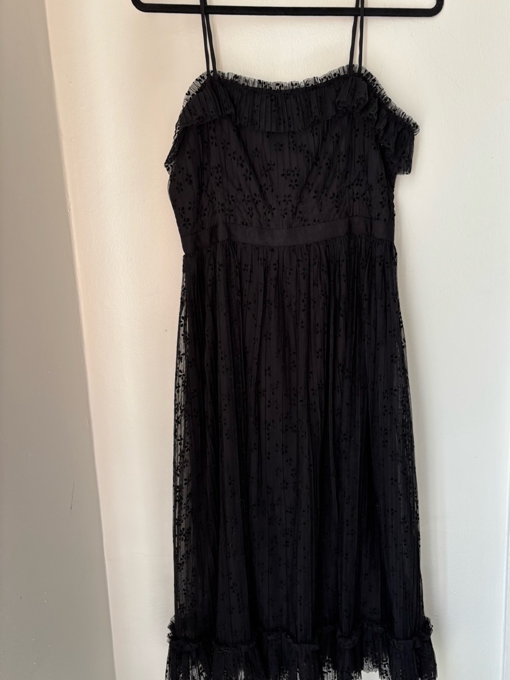 J. Crew Black lace midi Dress